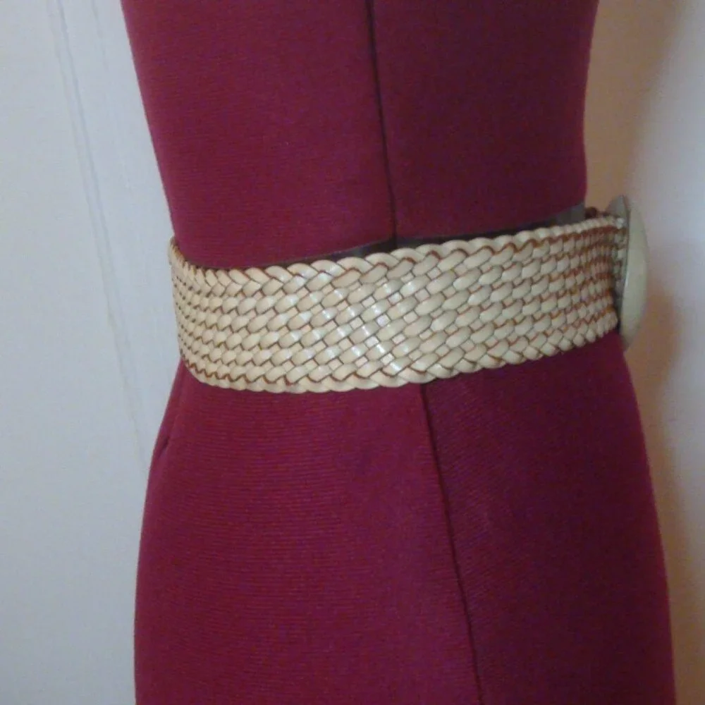 Vintage Italian Woven Leather Chunky Eye Buckle Belt